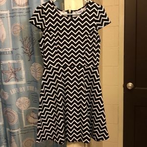 Black and white chevron dress.